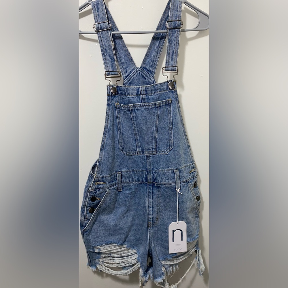 Nature denim Y2K raw hem overalls